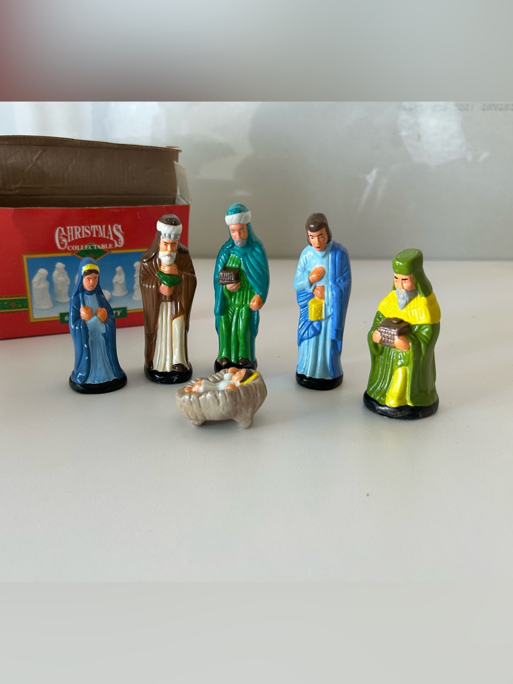 Nativity Figurine Set - Blue, Green, Brown